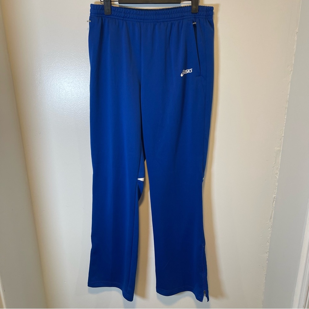 Asics Cali Athletic sweat pants blue and white women's size medium